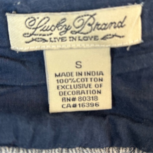 Lucky Brand Striped Peasant Top With Colorful Neck & Cuff Detail Bohemian - Picture 6 of 11